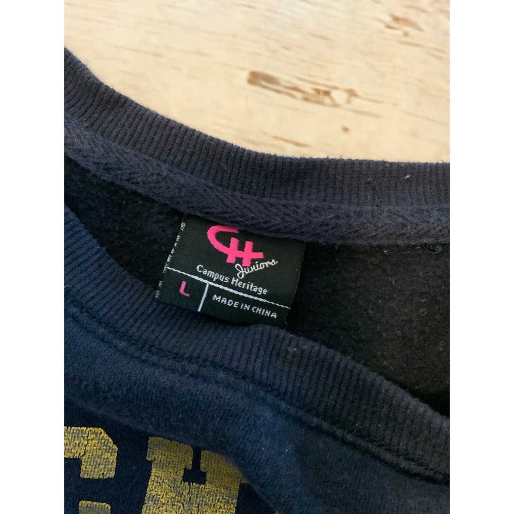 Campus Heritage Michigan Wolverines Sequin Logo Navy Blue Sweatshirt Juniors L - Picture 3 of 3